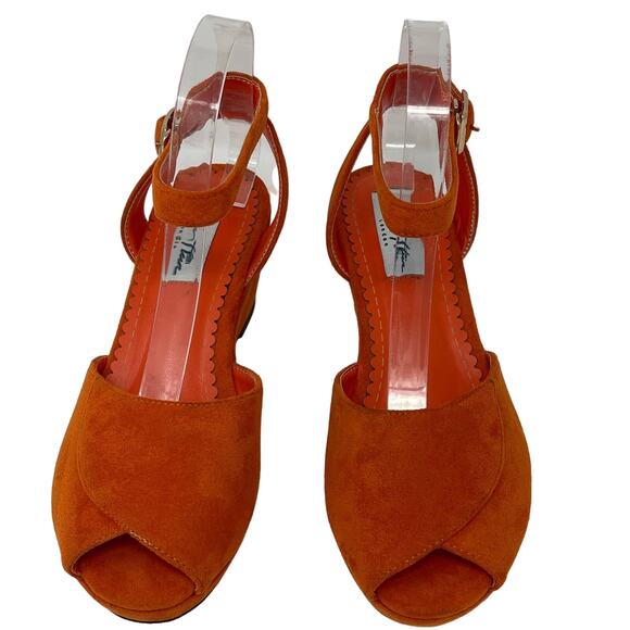 Lulu Hun London Vegan Suede Retro Wedge Sandals Size UK 4.5 US 6.5 - Picture 5 of 10